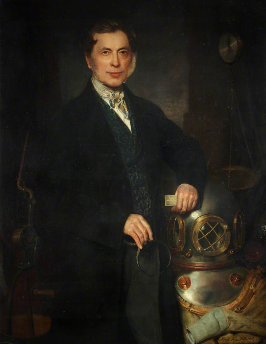 Painted portrait of Augustus Siebe in 1859