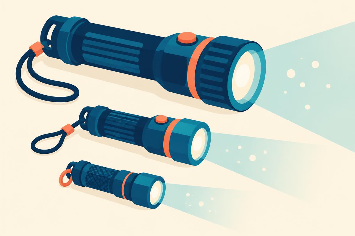 A diver selecting a torch from a variety of options