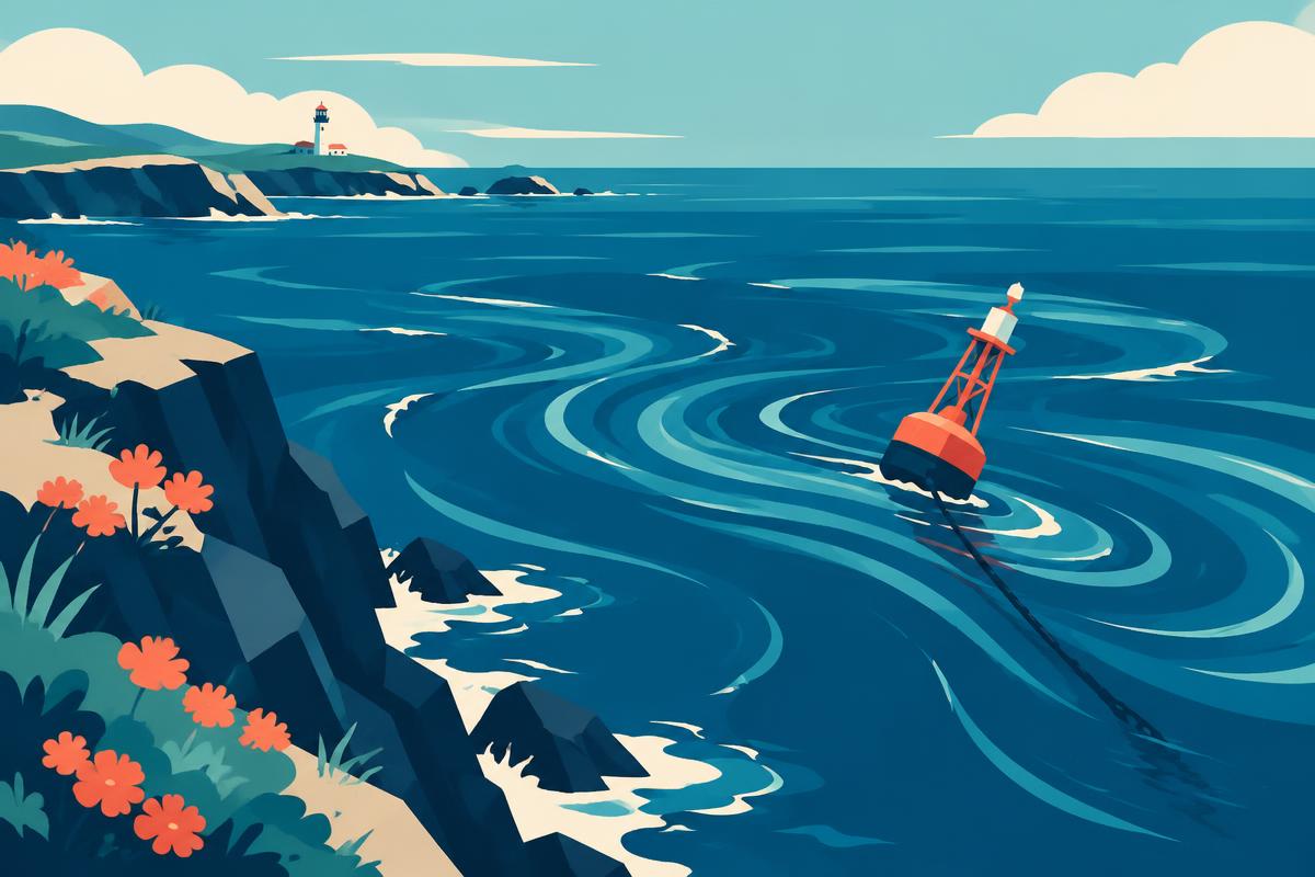 A flat illustration of water flow