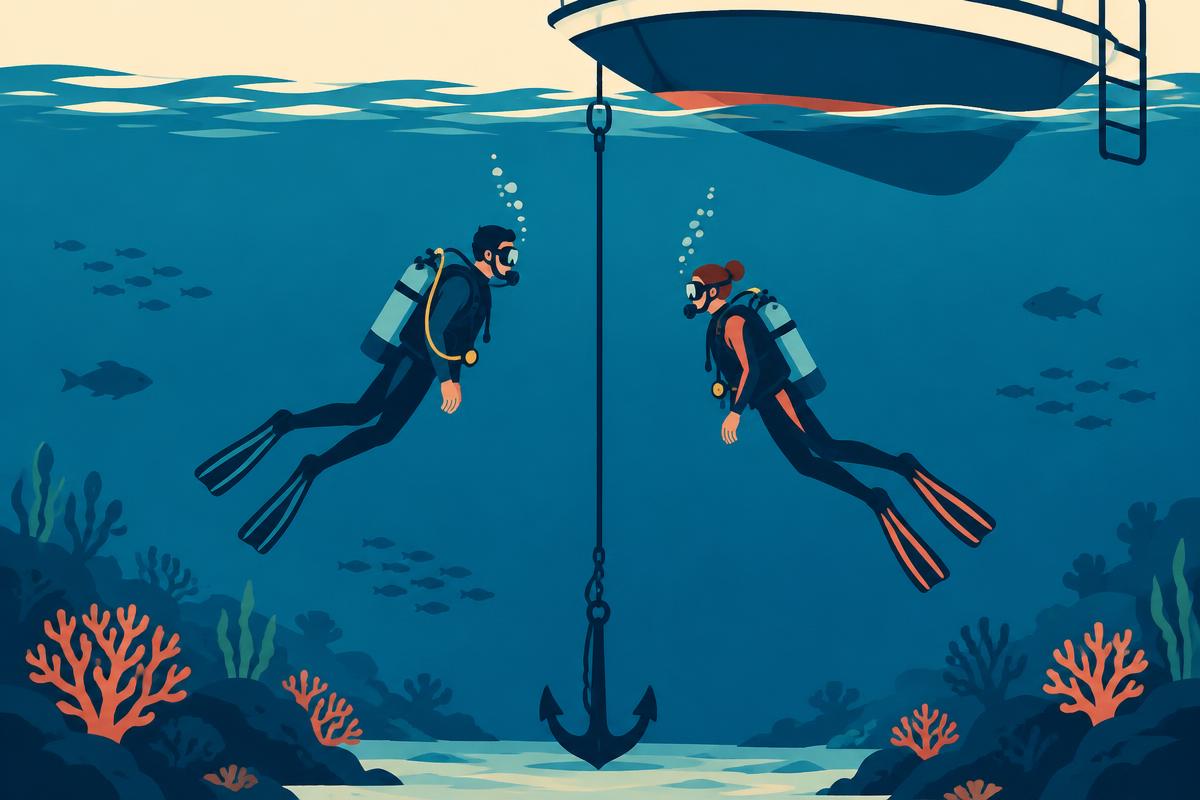 Diver hovering at 5 metres for a safety stop