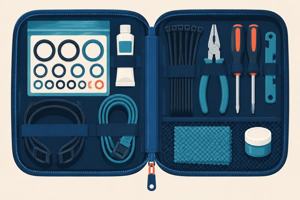 A small box containing essential dive repair tools