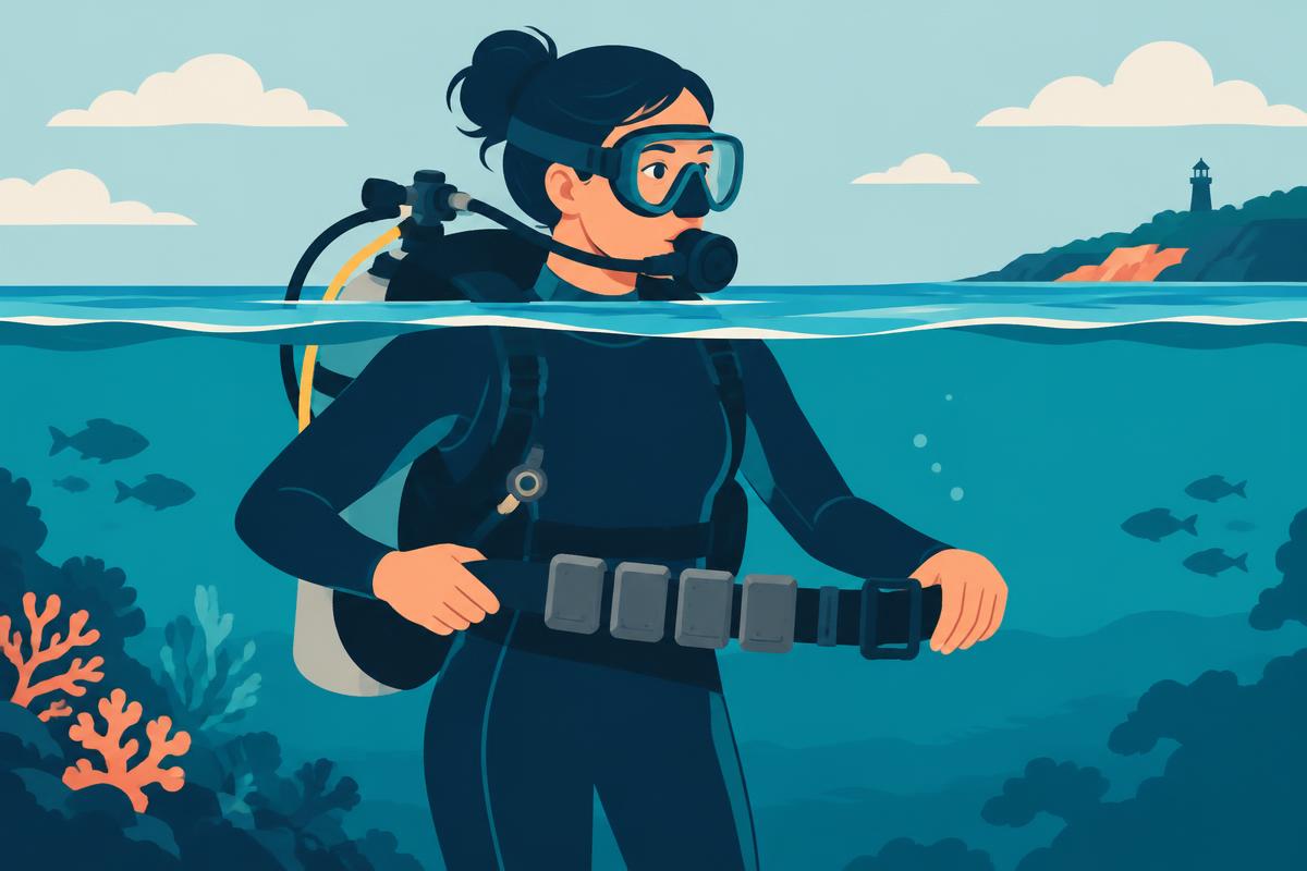 A diver performing a buoyancy check at the surface while holding their breath